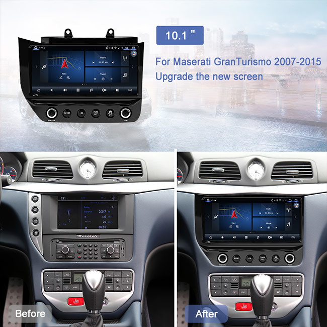 Android 10 Car Radio Fascia Black Screen Carbon Fiber For Maserati GT/GC GranTurismo
